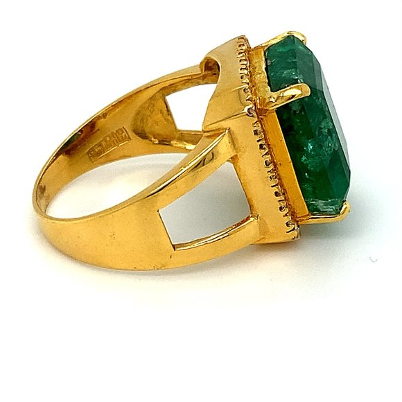 GIA Certified Emerald 8.96ct Solid 21K Gold Ring - Picture 3 of 10
